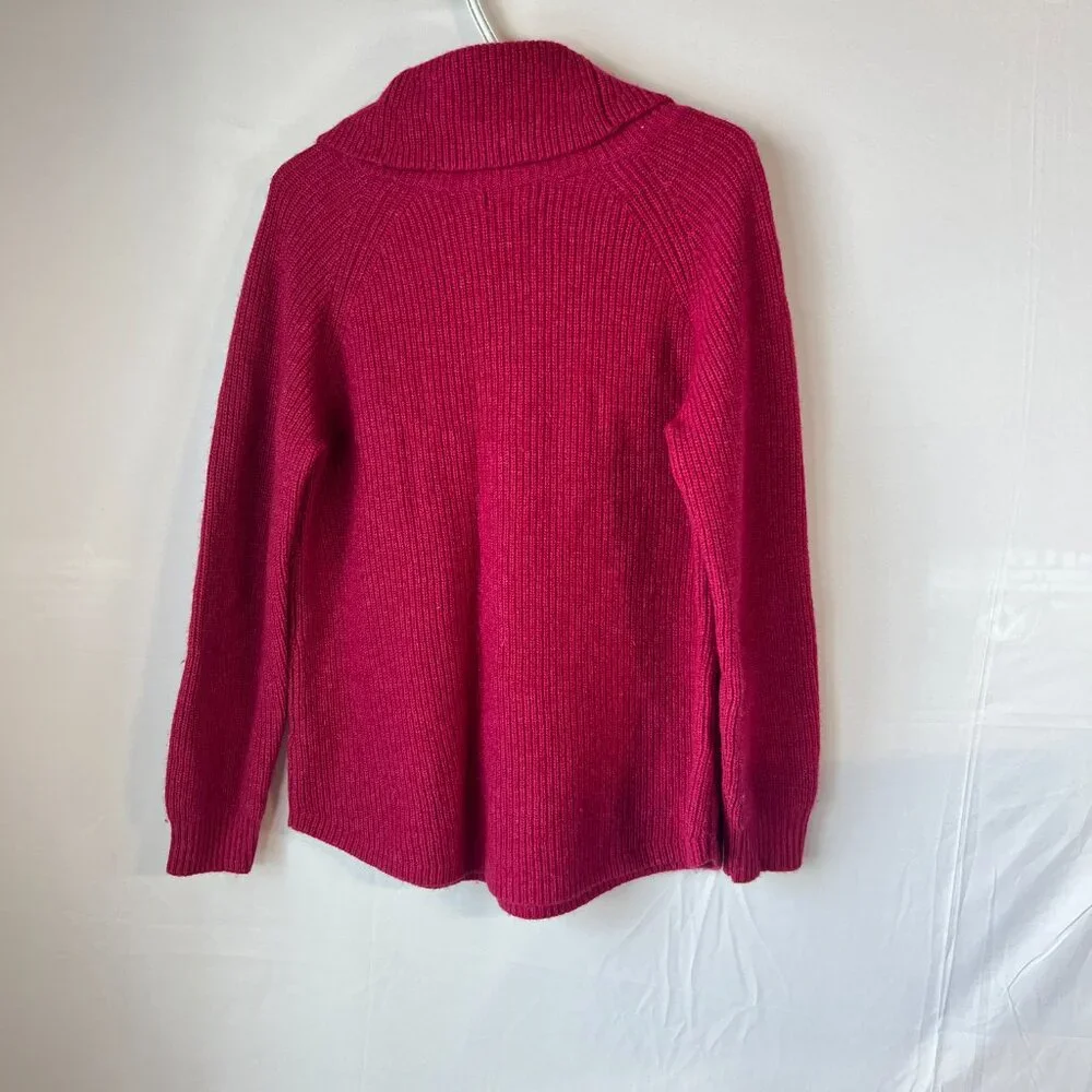Tahari L Cerise Ribbed Knit | Merino Wool Blend | Cozy Winter Essential - Picture 3 of 8